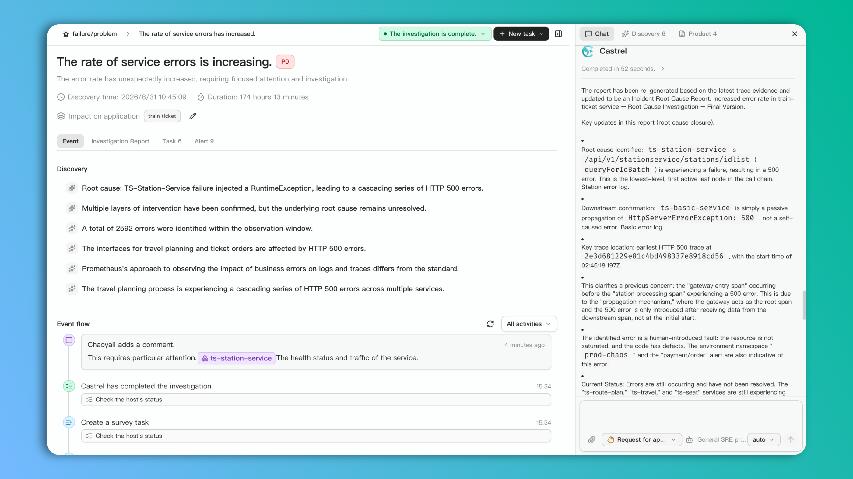 Team members sharing findings, task progress, and activity records for one incident